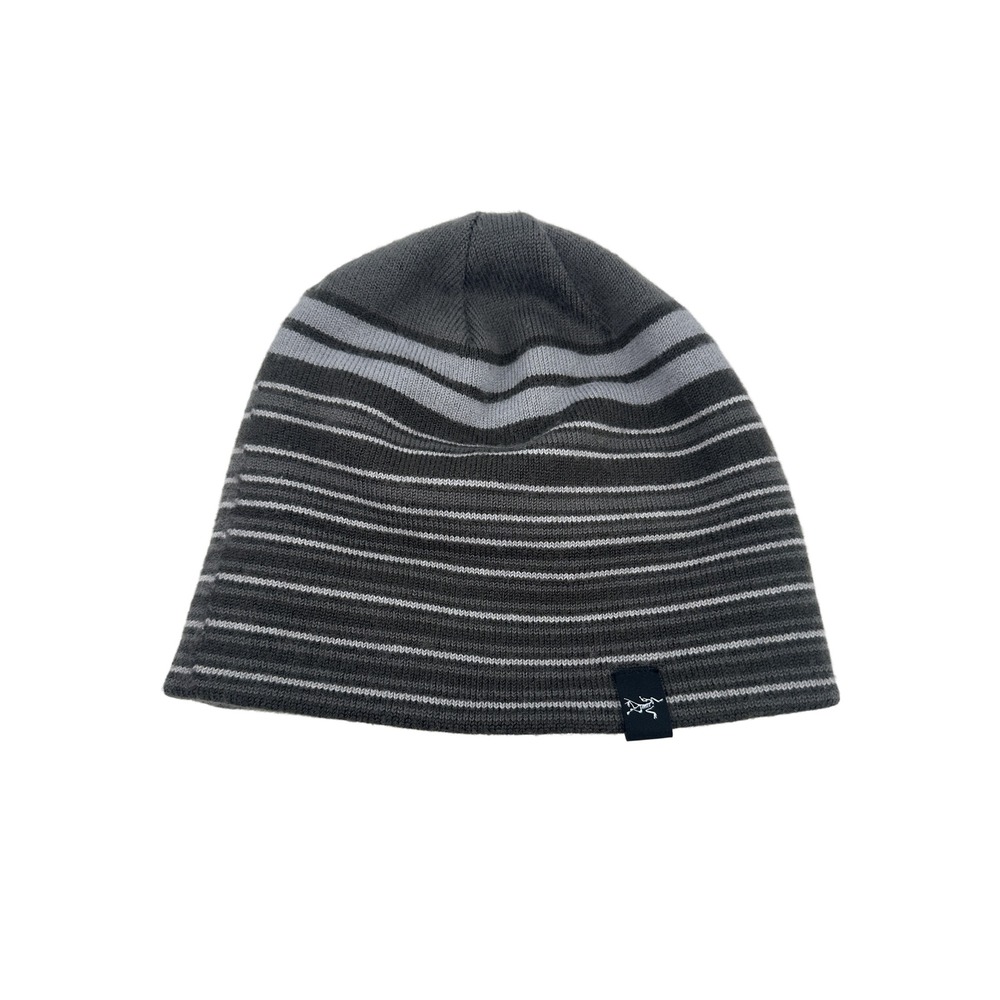 Arc'teryx Beanie OS Gray Striped Wool Blend Knit Hat Hiking Gorpcore Outdoor